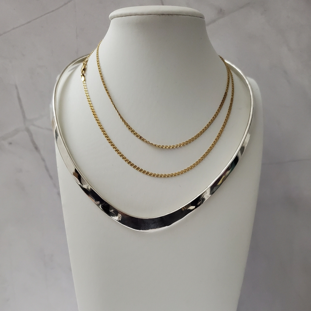 Sterling Silver 925 Solid Sterling Heavy V Neck C… - image 4